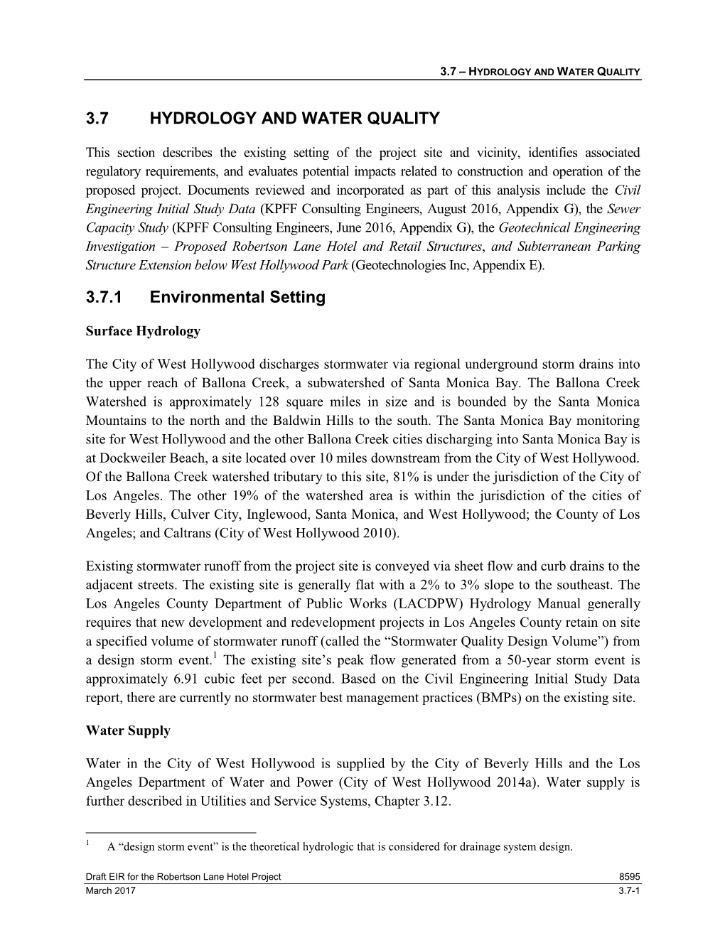 3.7 Hydrology and Water Quality