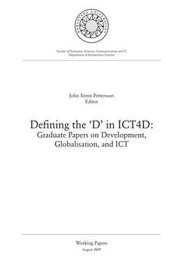 In ICT4D: Graduate Papers on Development, Globalisation, and ICT