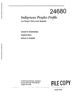 Indigenous Peoples Profile Lao People's Democratic Republic