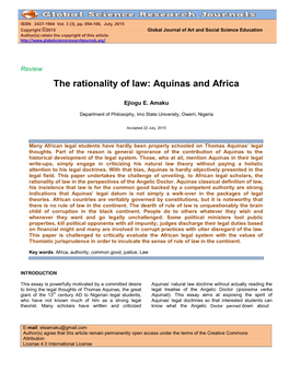 The Rationality of Law: Aquinas and Africa