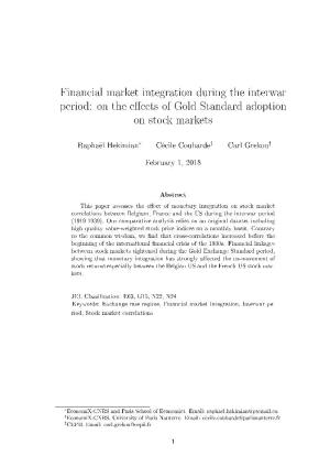 Financial Market Integration During the Interwar Period: on the EEcts of Gold Standard Adoption on Stock Markets