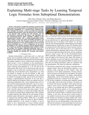 Explaining Multi-Stage Tasks by Learning Temporal Logic Formulas from Suboptimal Demonstrations