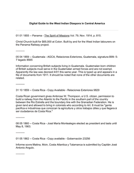 Digital Guide to the West Indian Diaspora in Central America 01 01 1855 -- Panama