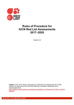 Rules of Procedure for IUCN Red List Assessments 2017–2020
