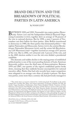 Brand Dilution and the Breakdown of Political Parties in Latin America