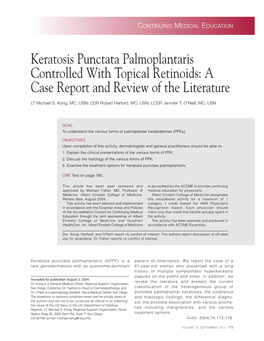 Keratosis Punctata Palmoplantaris Controlled with Topical Retinoids: a Case Report and Review of the Literature