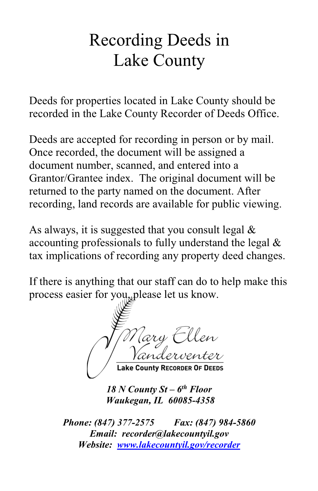 Recording Deeds in Lake County