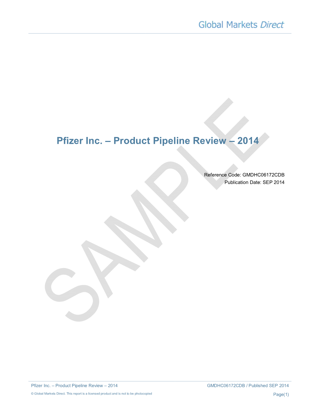 Pfizer Inc. – Product Pipeline Review – 2014