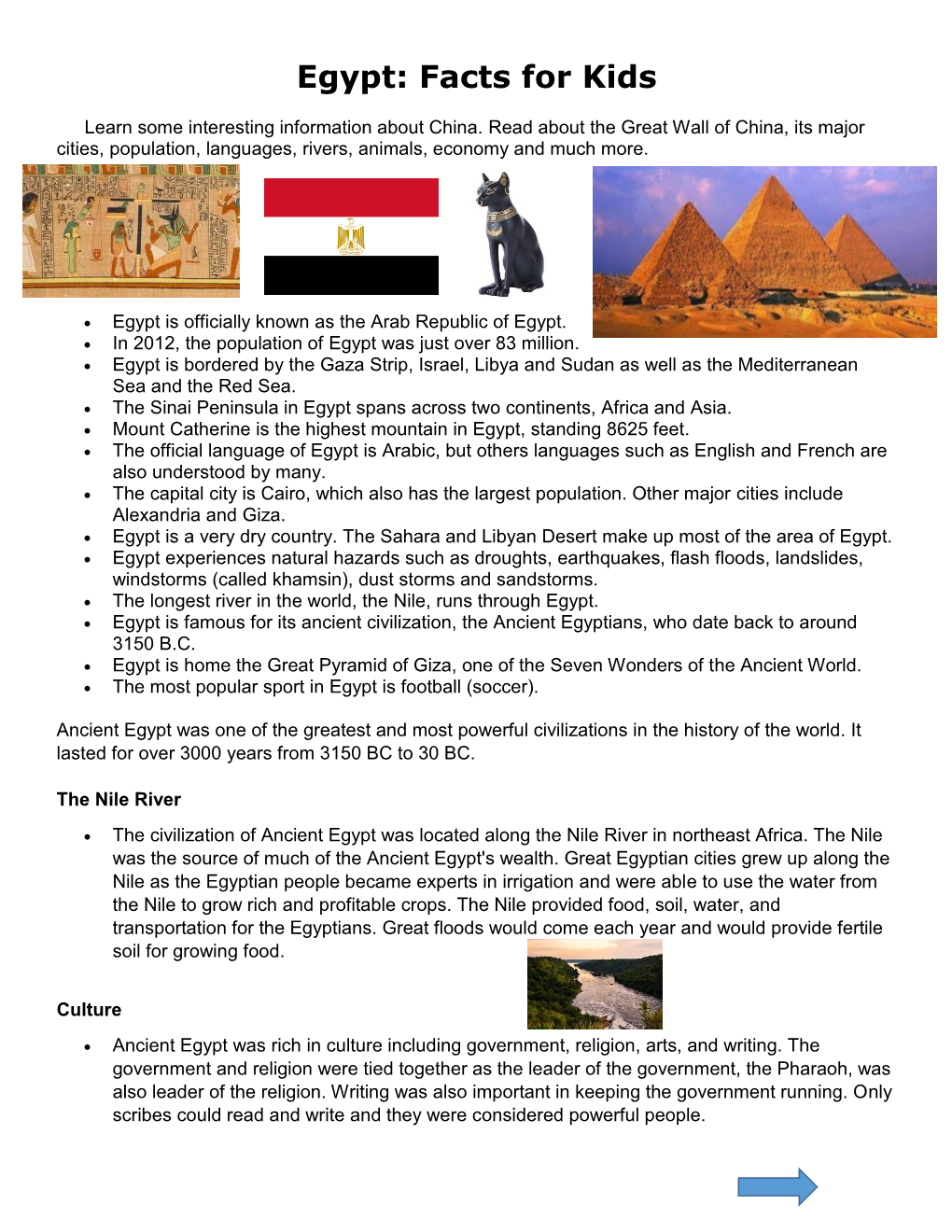 Egypt: Facts for Kids