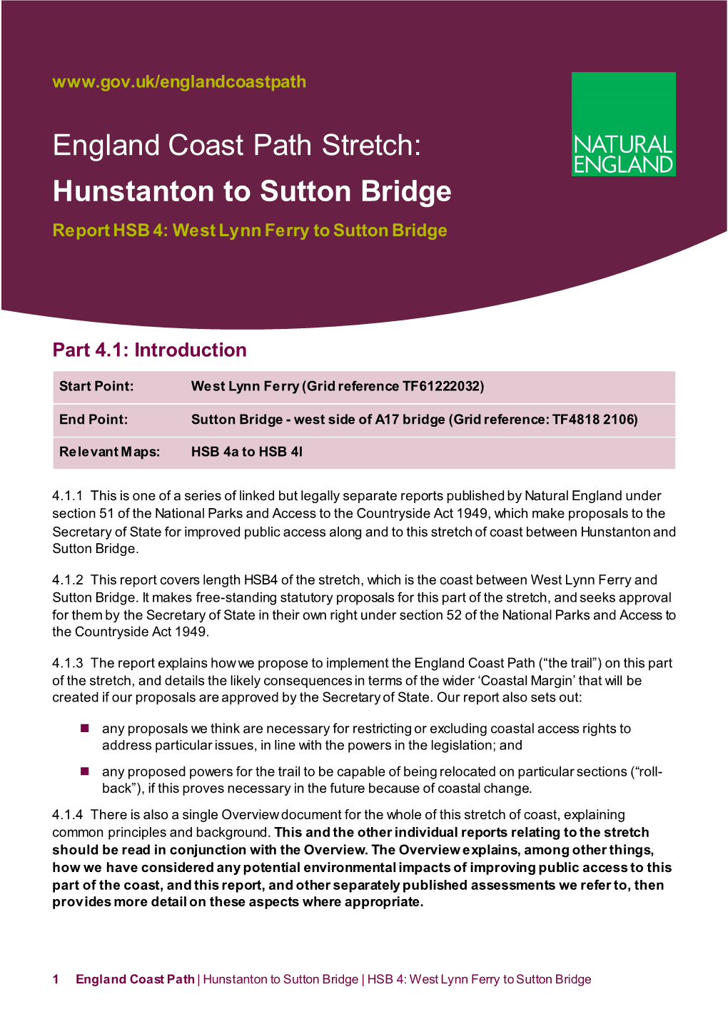 Hunstanton to Sutton Bridge Report HSB 4: West Lynn Ferry to Sutton Bridge