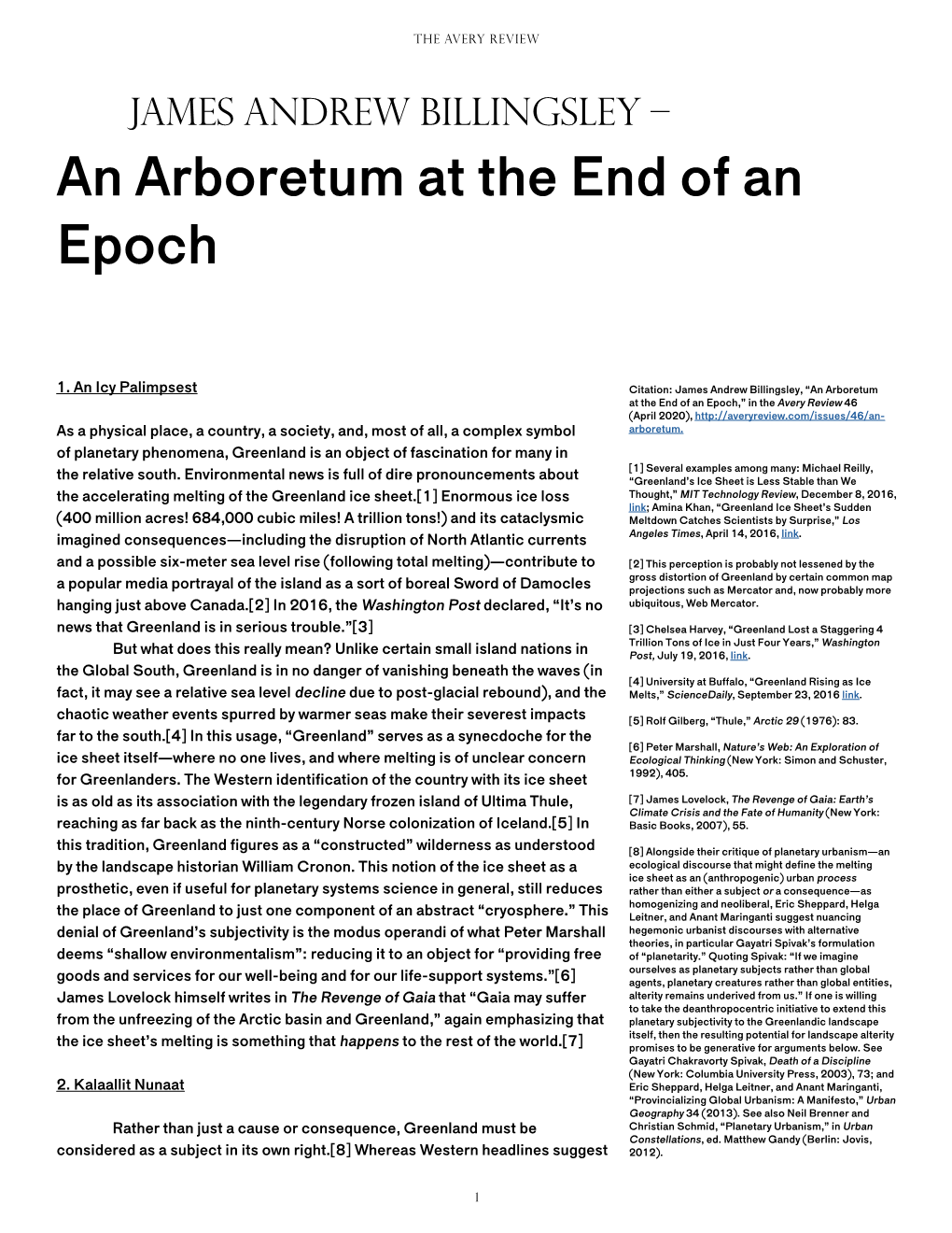 James Andrew Billingsley – an Arboretum at the End of an Epoch