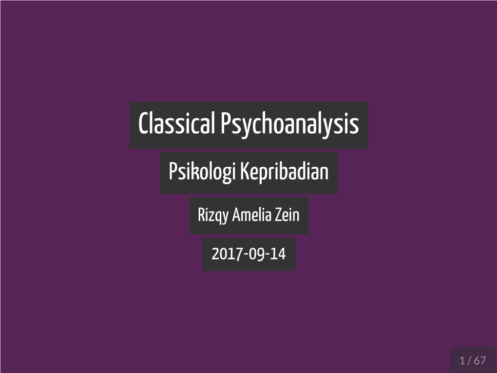 Classical Psychoanalysis Psikologi Kepribadian