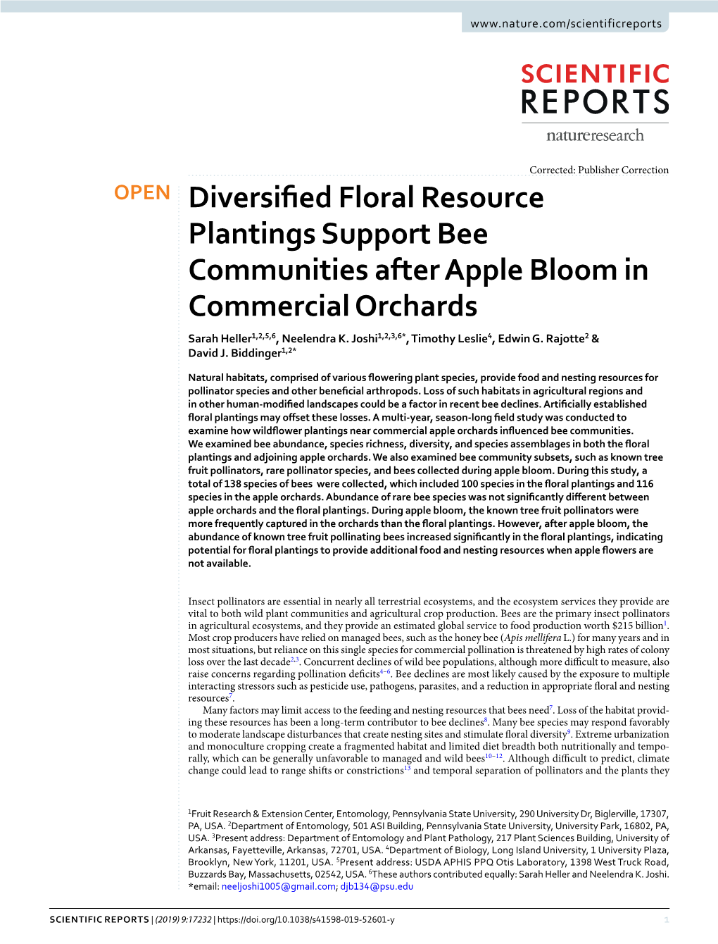 Diversified Floral Resource Plantings Support Bee Communities After