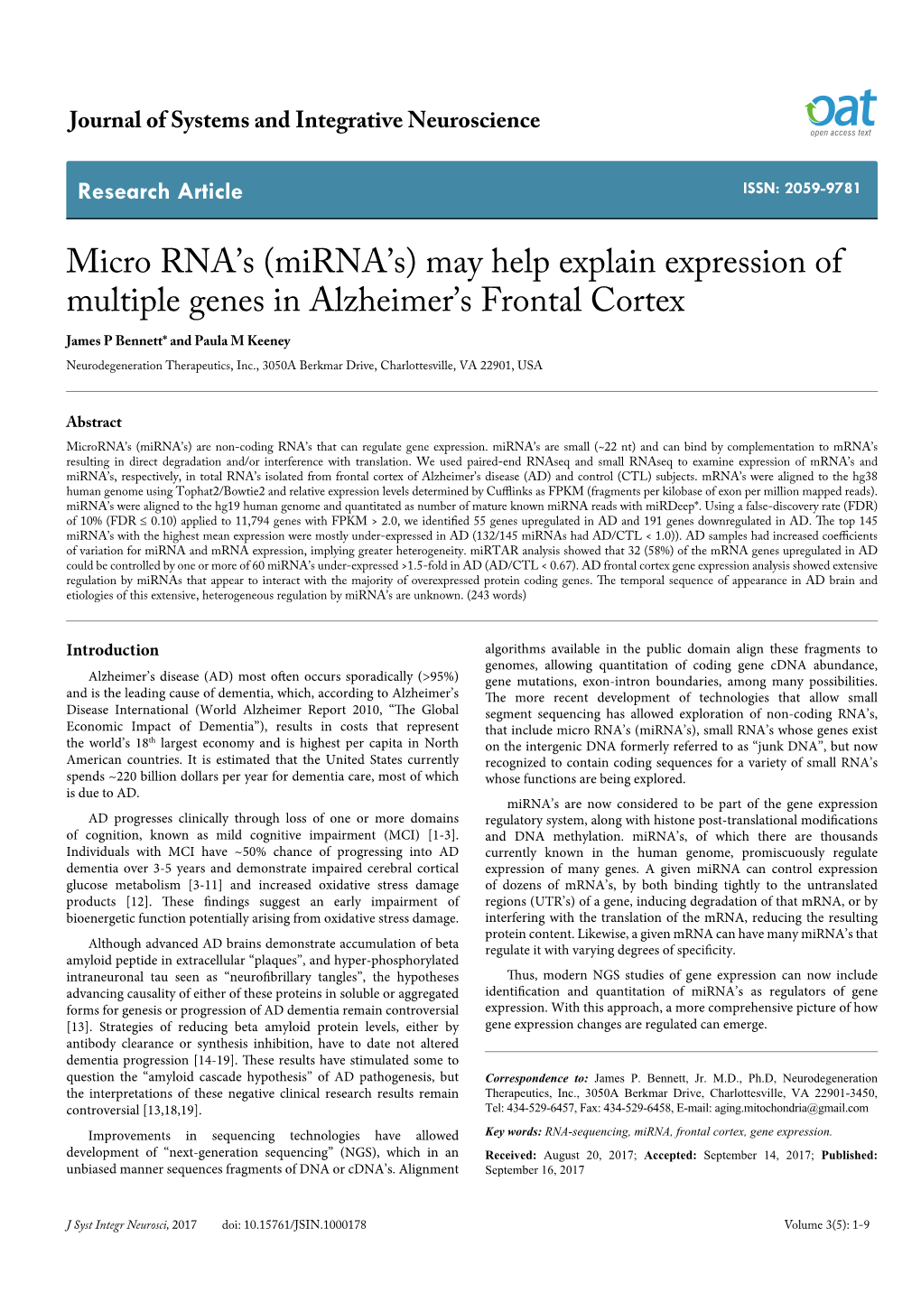 May Help Explain Expression of Multiple Genes in Alzheimer's