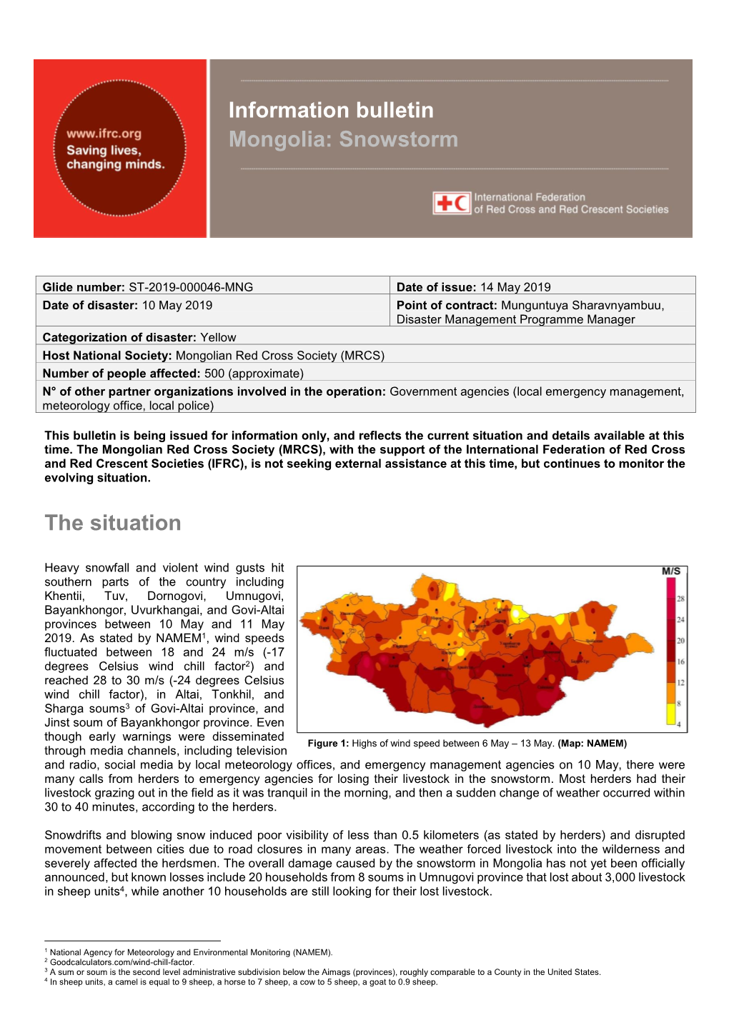 The Situation Information Bulletin Mongolia: Snowstorm