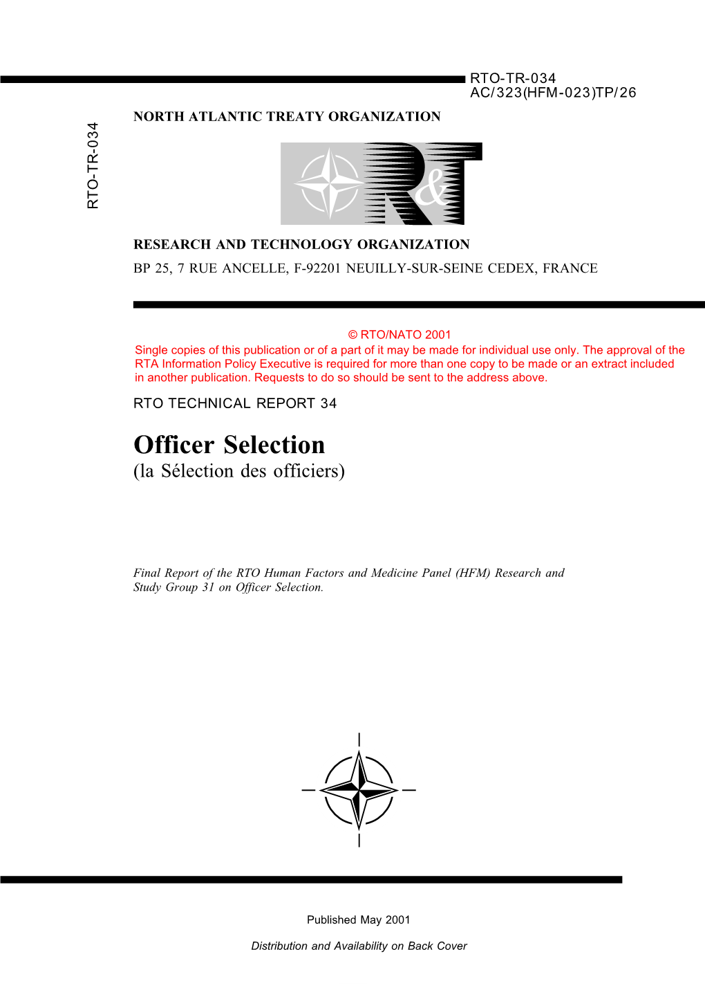 Officer Selection (La S´Election Des Officiers)