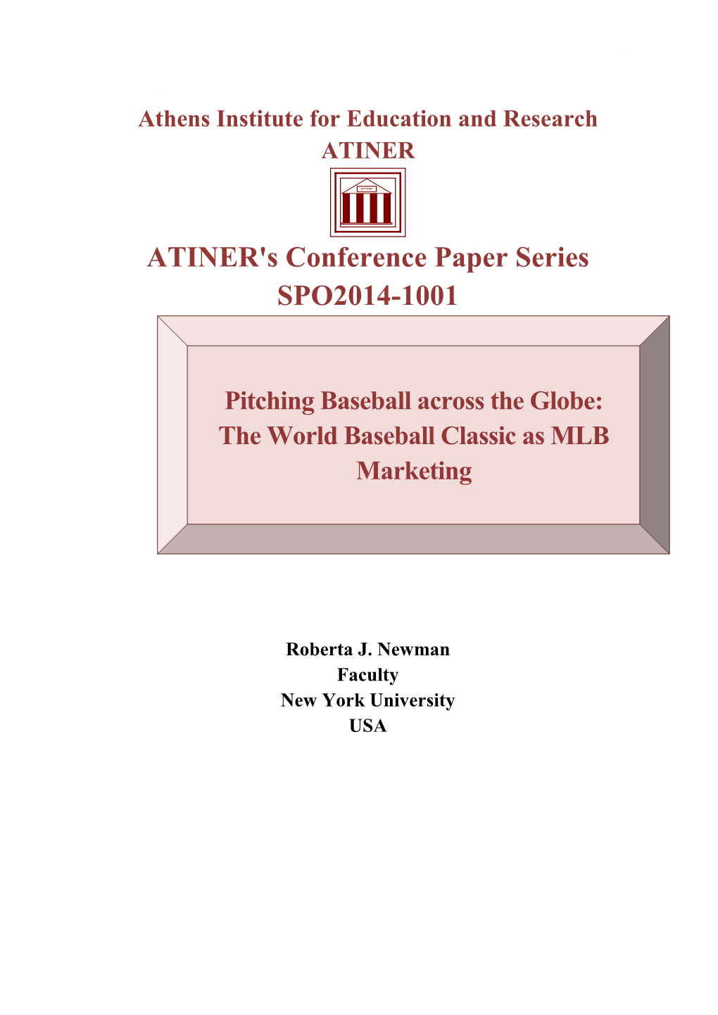 ATINER's Conference Paper Series SPO2014-1001