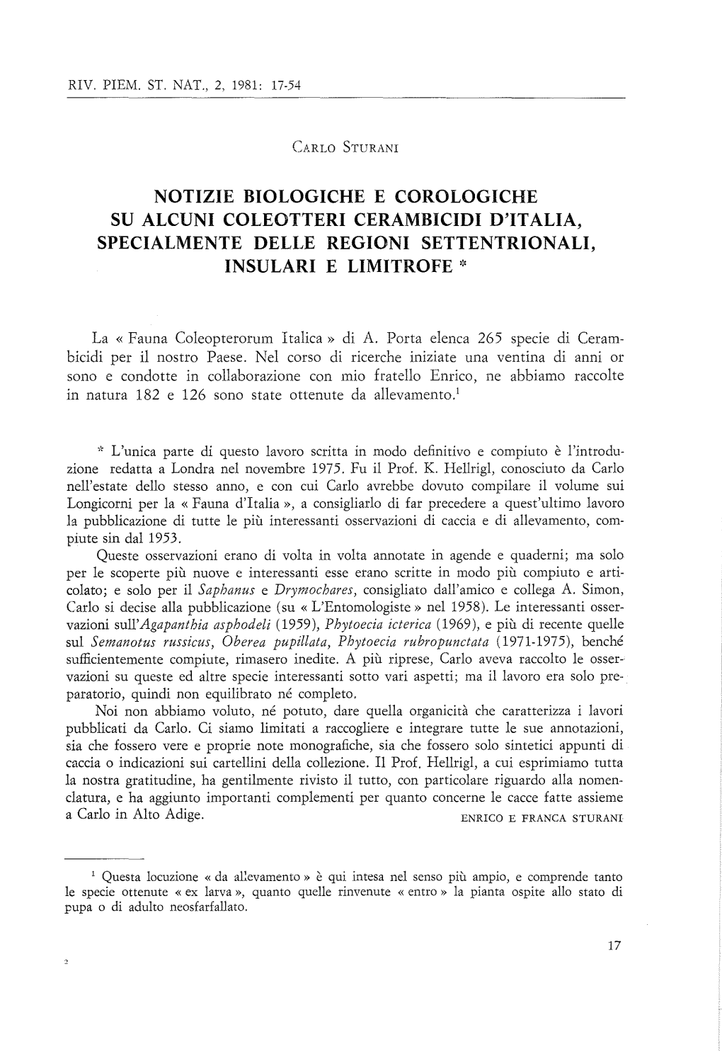 Notizie Biologiche E Corologiche Su Alcuni Coleotteri Cerambicidi D'italia, Specialmente Delle Regioni Settentrionali, Insulari E Limitrofe ':'