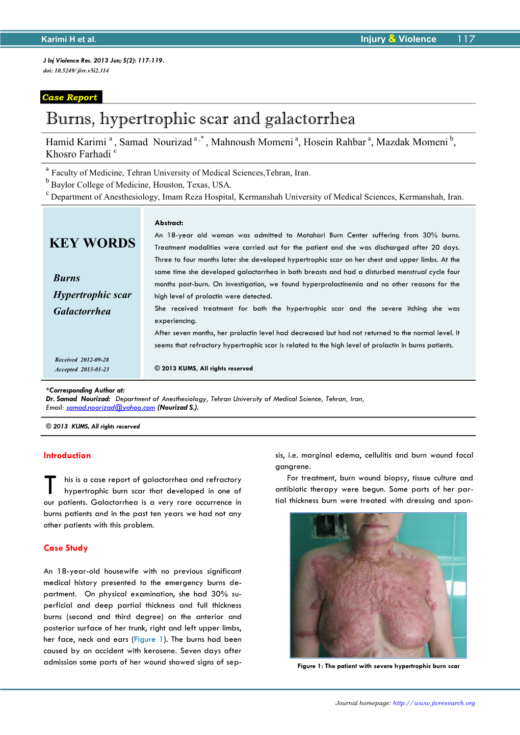 Burns, Hypertrophic Scar and Galactorrhea