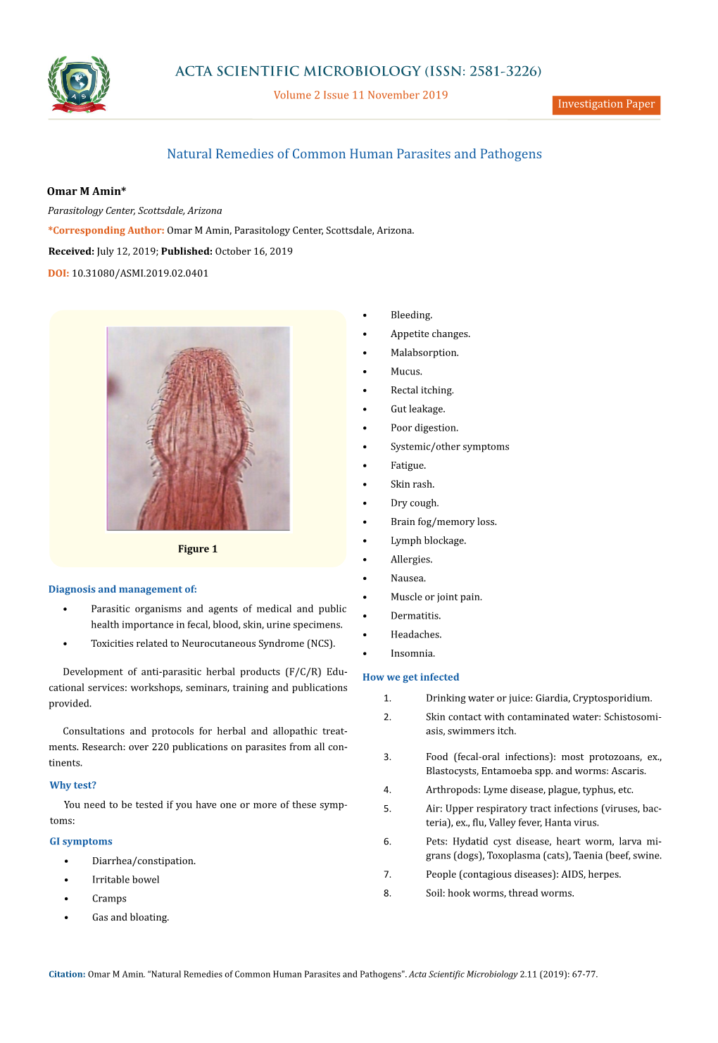 Natural Remedies of Common Human Parasites and Pathogens