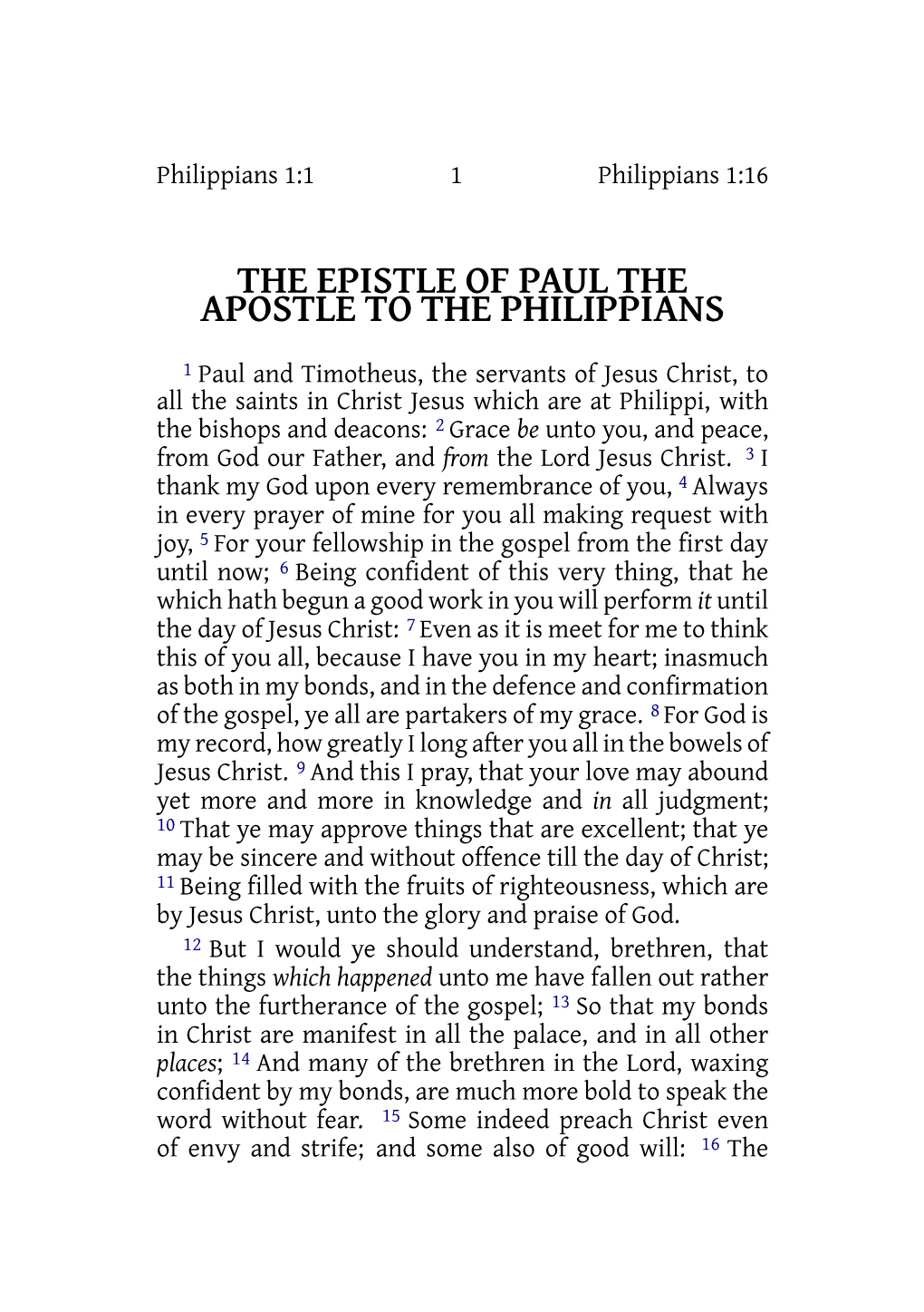 The Epistle of Paul the Apostle to the Philippians