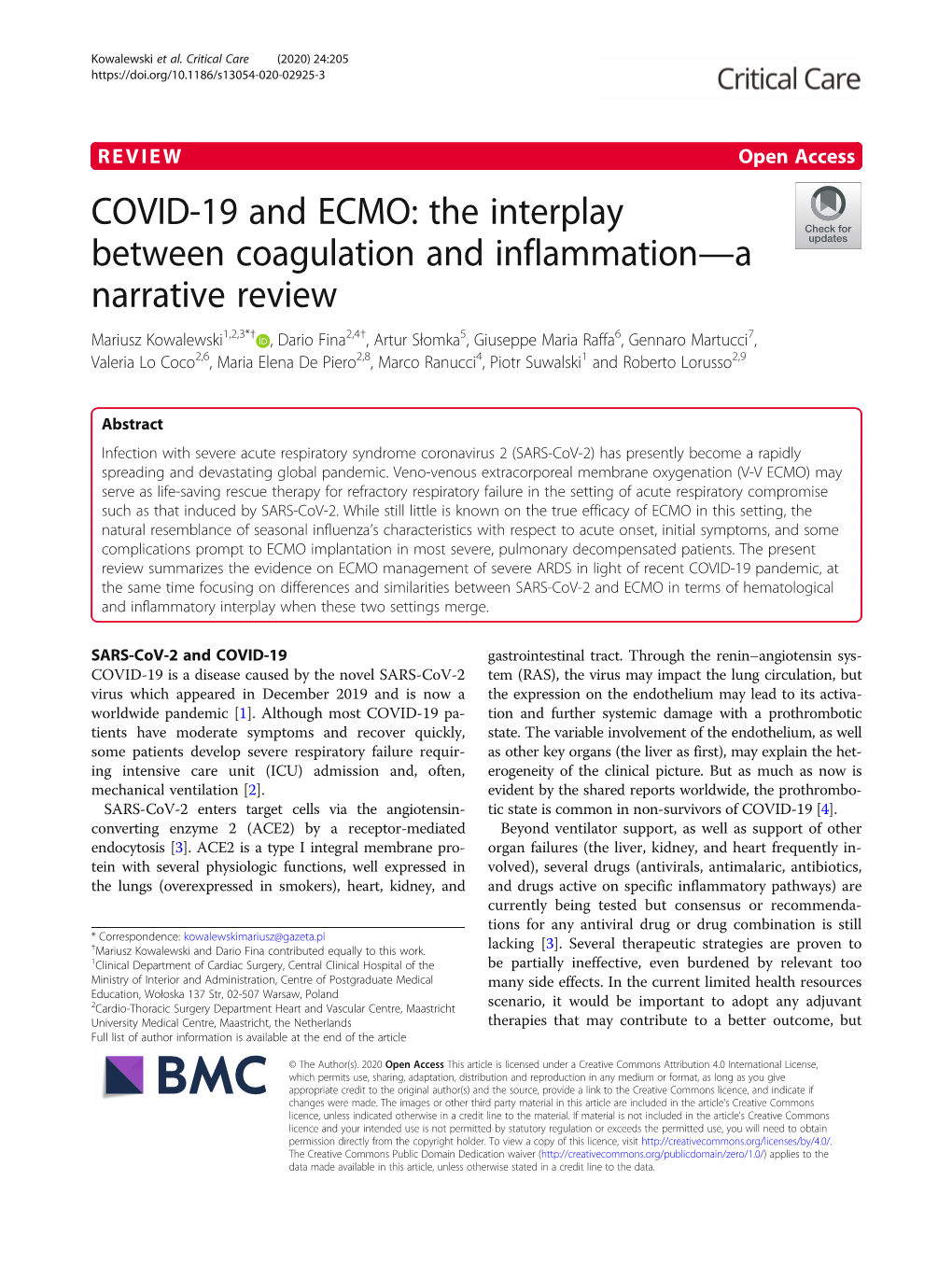 COVID-19 and ECMO: the Interplay Between Coagulation