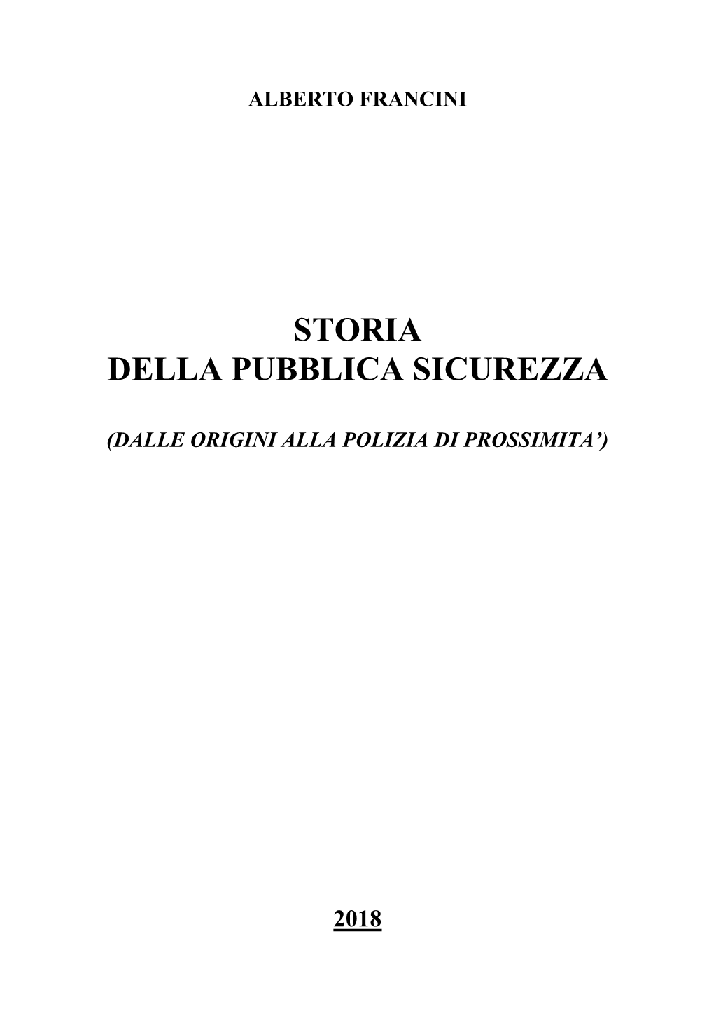 Storia Della Pubblica Sicurezza