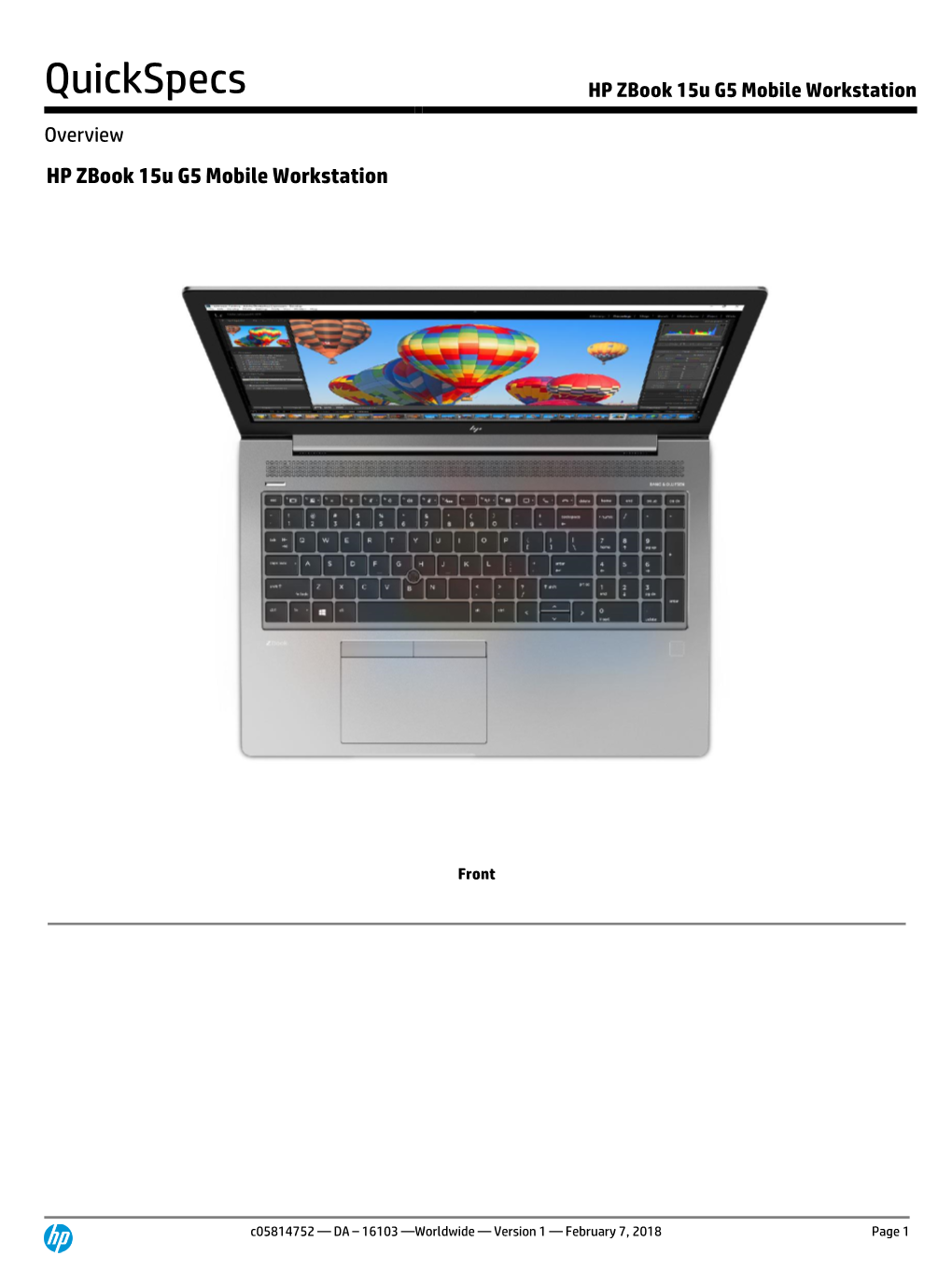 HP Zbook 15U G5 Mobile Workstation