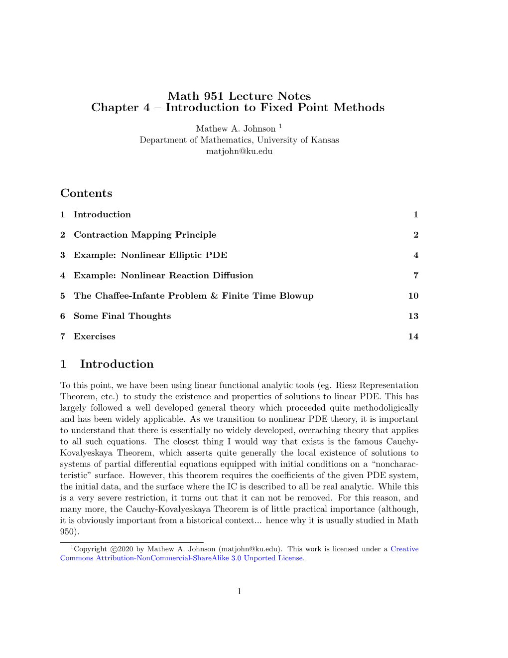 Introduction to Fixed Point Methods