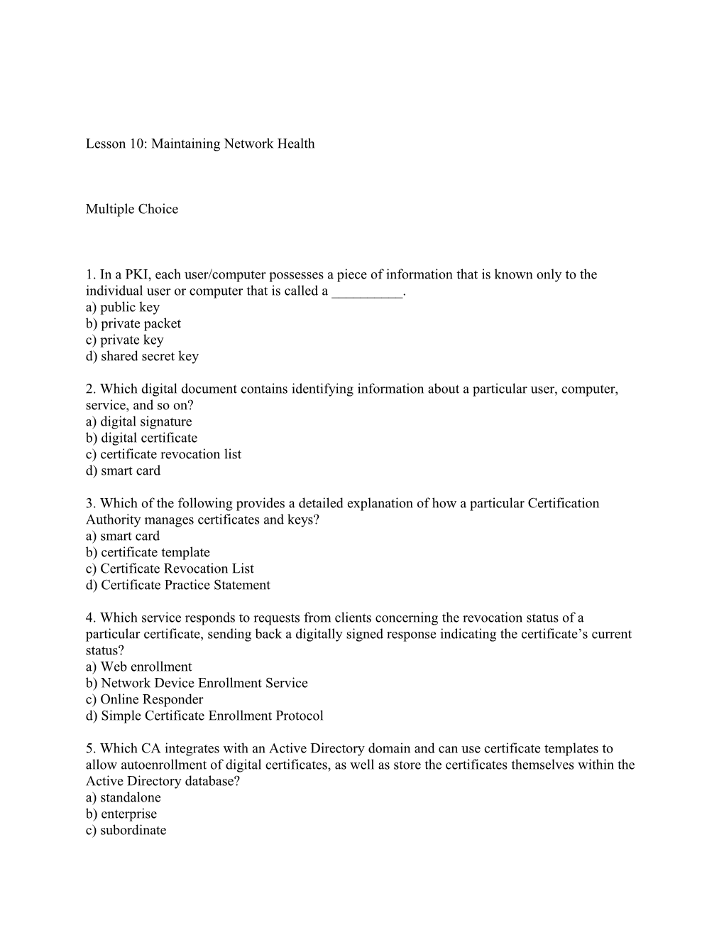 Lesson 10: Maintaining Network Health