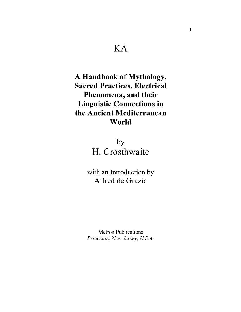 KA H. Crosthwaite