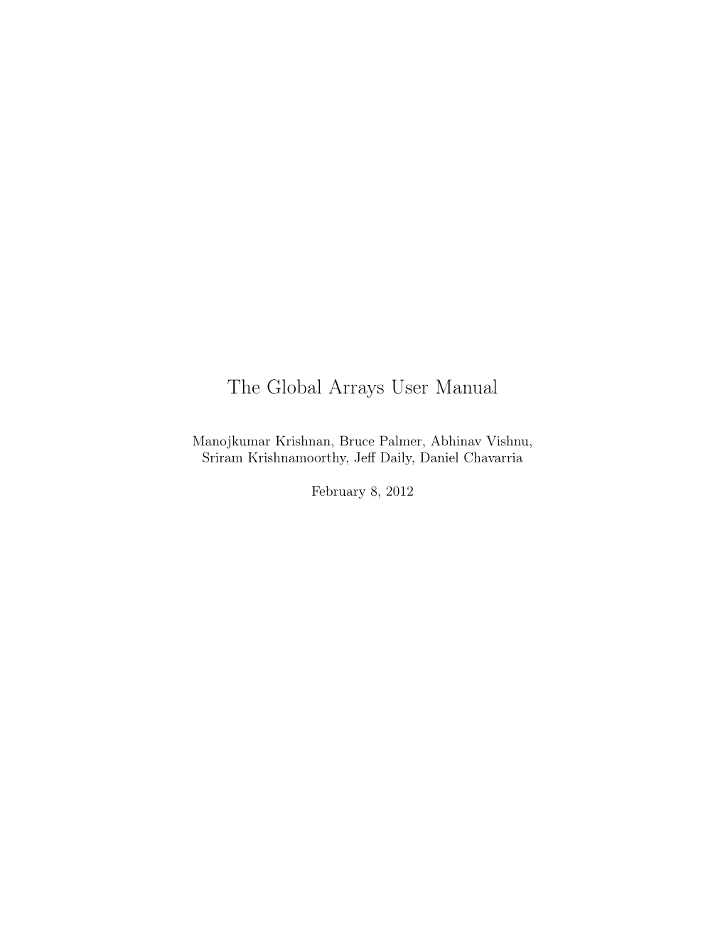 The Global Arrays User Manual