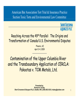 Contamination of the Upper Columbia River And