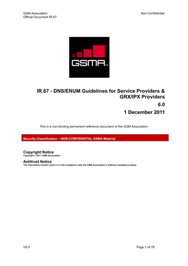 DNS/ENUM Guidelines for Service Providers & GRX/IPX
