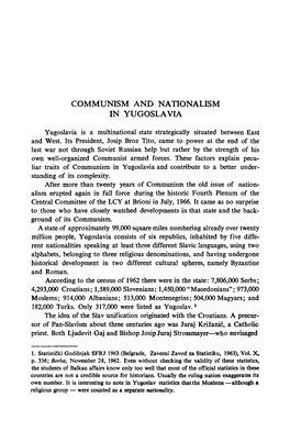 Communism and Nationalism in Yugoslavia