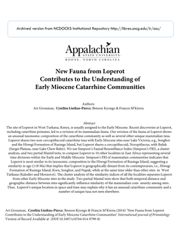 New Fauna from Loperot Contributes to the Understanding of Early Miocene Catarrhine Communities