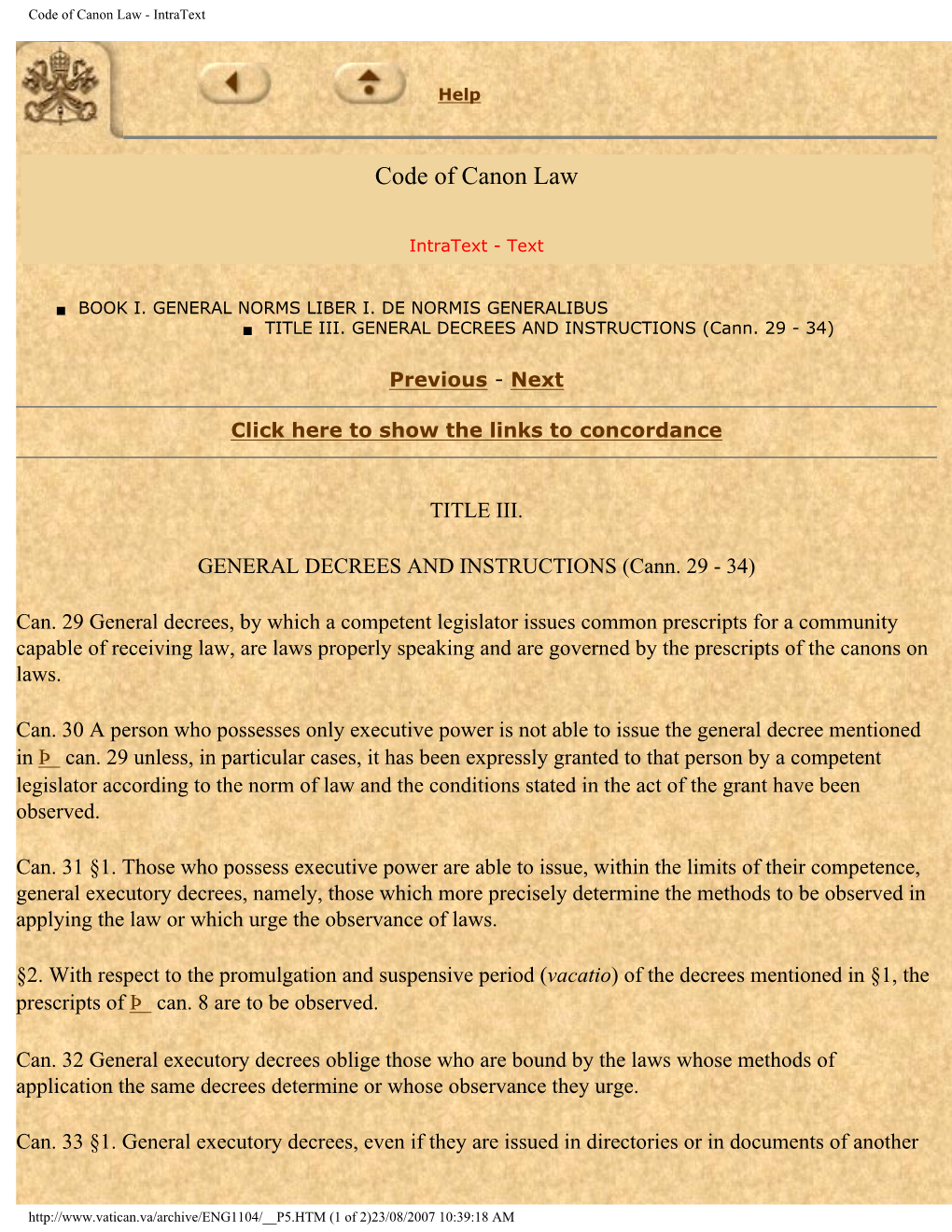 Code of Canon Law - Intratext