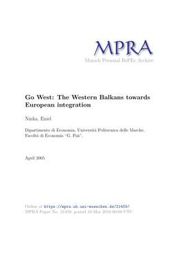 Go West: the Western Balkans Towards European Integration