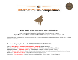 Results in I and II Cycles of the Internet Music Competition 2015