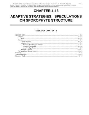 Volume 1, Chapter 4-13: Adaptive Strategies: Speculation on Sporophyte Structure