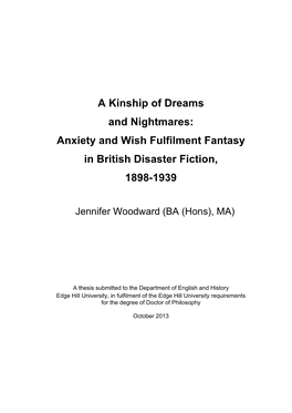 Anxiety and Wish Fulfilment Fantasy in British Disaster Fiction, 1898-1939