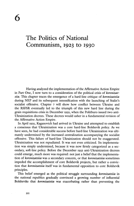 The Polities of National Communism, 1923 to 1930