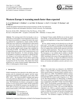 Western Europe Is Warming Much Faster Than Expected