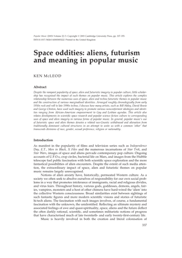 Space Oddities: Aliens, Futurism and Meaning in Popular Music