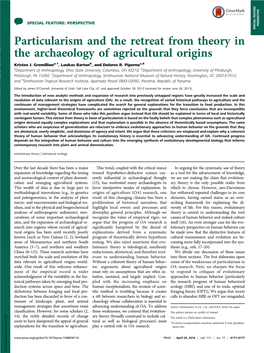 Particularism and the Retreat from Theory in the Archaeology of Agricultural Origins Kristen J