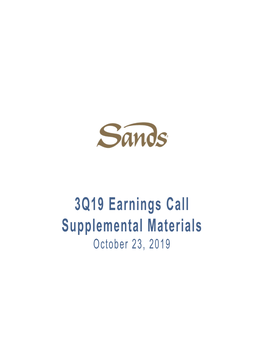 3Q19 Earnings Call Supplemental Materials October 23, 2019 Index – 3Q19 Supplementary Materials