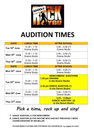 We Will Rock You Audition Information 2019