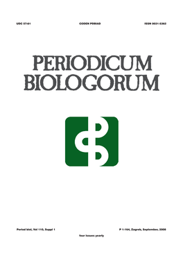 Pb 40 God II.Indd 1 29.9.2008 14:04:08 an Interdisciplinary International Journal of the Societas Scientiarum Naturalium Croatica Established 1885