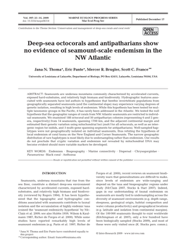 Deep-Sea Octocorals and Antipatharians Show No Evidence of Seamount-Scale Endemism in the NW Atlantic