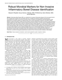 Robust Microbial Markers for Non-Invasive Inflammatory Bowel Disease Identification